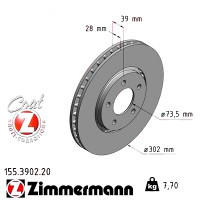 Передній гальмівний диск 302x28 155390220 Otto Zimmermann CoatZ
