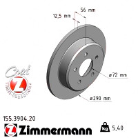 155.3904.20 Zimmermann Задний тормозной диск 290x12,5 на CHRYSLER VOYAGER IV (RG, RS) с двигателем 2.8 CRD