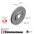 Спортивный передний тормозной диск с перфорацией 302x26 Zimmermann Sport Z