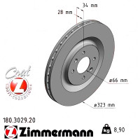Передний тормозной диск 323x28 180302920 Otto Zimmermann CoatZ