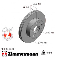 180.3030.20 Zimmermann Передний тормозной диск 300x32 на FIAT DUCATO ФУРГОН (250_, 290_) с двигателем 180 Multijet 2,3 D