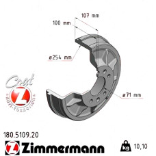 180.5109.20 Zimmermann Задний тормозной барабан 298x254 на FIAT SCUDO (270_, 272_) с двигателем 1.6 D Multijet