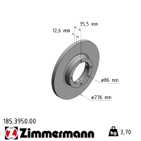 Передній гальмівний диск 236x12,6 185395000 Otto Zimmermann CoatZ