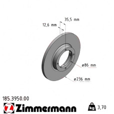 Передний тормозной диск 236x12,6 185395000 Otto Zimmermann CoatZ