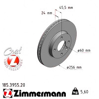 185.3955.20 Zimmermann Передний тормозной диск 256x24 на CHEVROLET AVEO НАКЛОННАЯ ЗАДНЯЯ ЧАСТЬ (T300) с двигателем 1.3 D