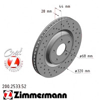 Спортивный передний тормозной диск с перфорацией 320x28 200253352 Otto Zimmermann Sport Z