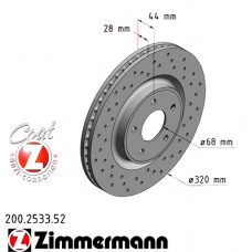 200.2533.52 Zimmermann Sport Z Спортивный передний тормозной диск с перфорацией 320x28 на NISSAN X-TRAIL (T32_) с двигателем 1.6 dCi ALL MODE 4x4-i (NT32)