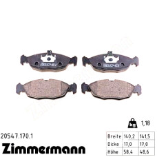 Передние тормозные колодки 205471701 Otto Zimmermann
