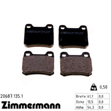 Задние тормозные колодки 206871351 Otto Zimmermann