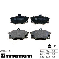 20833.175.1 Zimmermann Передние тормозные колодки на FIAT PUNTO (176_) с двигателем 75 1.2