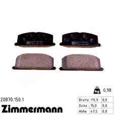 Передние тормозные колодки 208701501 Otto Zimmermann
