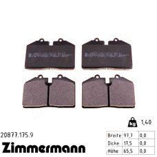Задние тормозные колодки 208771759 Otto Zimmermann