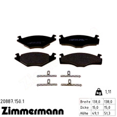 Передние тормозные колодки 208871501 Otto Zimmermann