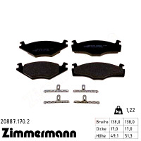 Передні гальмівні колодки 208871702 Otto Zimmermann