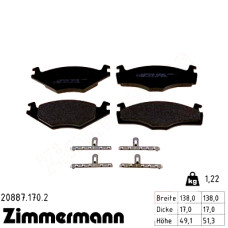 Передние тормозные колодки 208871702 Otto Zimmermann