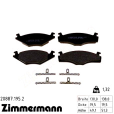 Передние тормозные колодки 208871952 Otto Zimmermann