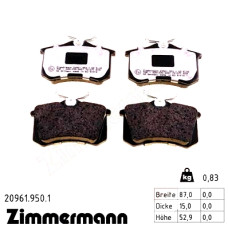 Задние тормозные колодки 209619501 Otto Zimmermann rd:z