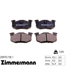 Задние тормозные колодки 209731101 Otto Zimmermann