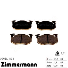Задние тормозные колодки 209741101 Otto Zimmermann