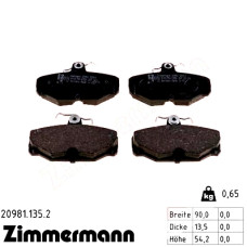 Задние тормозные колодки 209811352 Otto Zimmermann