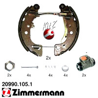20990.105.1 Zimmermann Комплект барабанных тормозных колодок на CITROËN SAXO (S0, S1) с двигателем 1.0 X