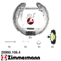 20990.108.4 Zimmermann Комплект барабанных тормозных колодок на SKODA ROOMSTER (5J) с двигателем 1.2