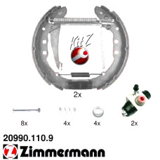 20990.110.9 Zimmermann Комплект барабанных тормозных колодок на VW CADDY II Kombi (9K9B) с двигателем 1.4