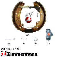 20990.116.9 Zimmermann Комплект барабанных тормозных колодок на FIAT DUCATO АВТОБУС (230_) с двигателем 1.9 TD Panorama/Combinato