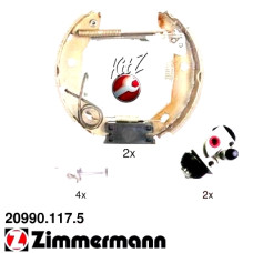 20990.117.5 Zimmermann Комплект барабанных тормозных колодок на MERCEDES-BENZ A-CLASS (W168) с двигателем A 170 CDI (168.009, 168.109)
