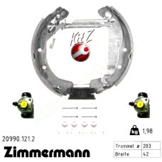 20990.121.2 Zimmermann Комплект барабанных тормозных колодок на OPEL ASTRA F Caravan (T92) с двигателем 1.4 i (F08, C05)
