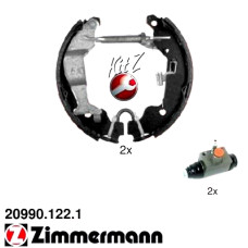 20990.122.1 Zimmermann Комплект барабанных тормозных колодок на OPEL AGILA (A) с двигателем 1.2 16V Twinport (F68)