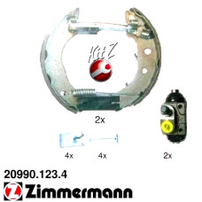 20990.123.4 Zimmermann Комплект барабанных тормозных колодок на MAZDA 121 III (JASM, JBSM) с двигателем 1.25