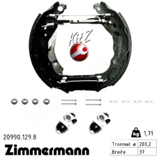 20990.129.8 Zimmermann Комплект барабанних гальмівних колодок на CITROËN DS3 з двигуном 1.4 VTi 98