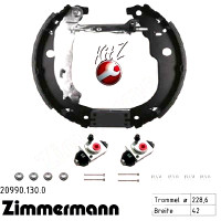 20990.130.0 Zimmermann Комплект барабанних гальмівних колодок на CITROËN DS3 з двигуном 1.4 VTi 98