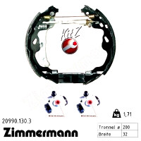 20990.130.3 Zimmermann Комплект барабанных тормозных колодок на TOYOTA AYGO (_B4_) с двигателем 1.0 VVTi (KGB40)