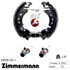 20990.130.4 Zimmermann Комплект барабанних гальмівних колодок на SMART FORTWO КУПЕ (453) з двигуном 1.0 (453.342, 453.343)