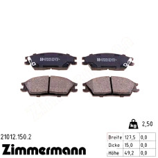 21012.150.2 Zimmermann Передние тормозные колодки на HYUNDAI GETZ (TB) с двигателем 1.3 i