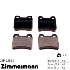 Задние тормозные колодки 211401551 Otto Zimmermann