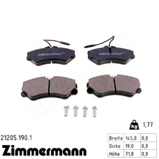 Передние тормозные колодки 212051901 Otto Zimmermann