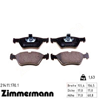 Передние тормозные колодки 214111701 Otto Zimmermann