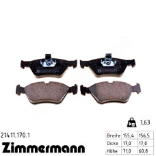 Передние тормозные колодки 214111701 Otto Zimmermann