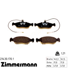 Передние тормозные колодки 214301701 Otto Zimmermann