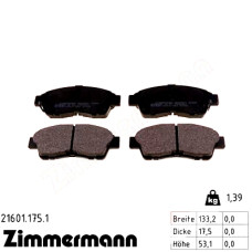 Передние тормозные колодки 216011751 Otto Zimmermann