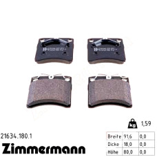 Передние тормозные колодки 216341801 Otto Zimmermann