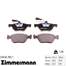 Передние тормозные колодки 216361901 Otto Zimmermann