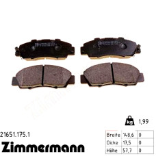 Передние тормозные колодки 216511751 Otto Zimmermann