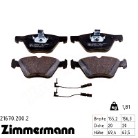 Передние тормозные колодки 216702002 Otto Zimmermann