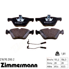 Передние тормозные колодки 216702002 Otto Zimmermann