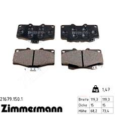Передние тормозные колодки 216791501 Otto Zimmermann