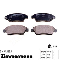 21694.165.1 Zimmermann Передние тормозные колодки на HONDA CIVIC VI КУПЕ (EJ, EM1) с двигателем 1.6 i Vtec